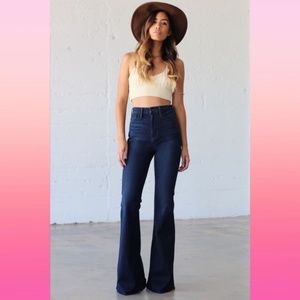 PYLO Dark Wash Gypsy High Waist Bell Bottoms Jeans